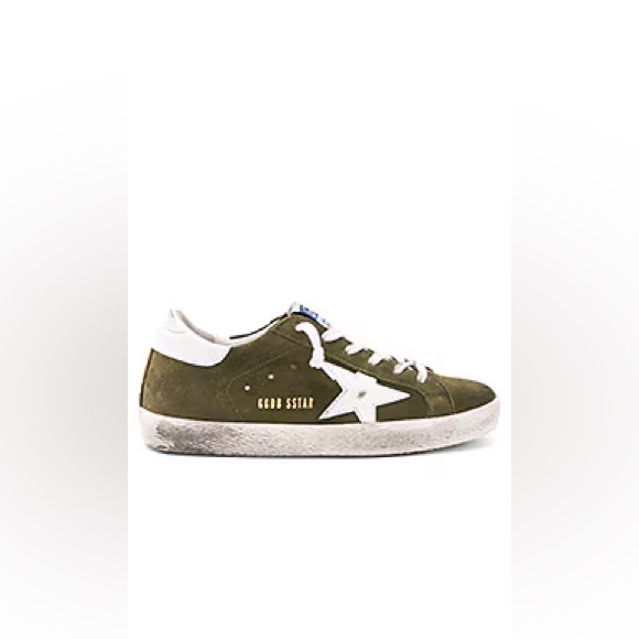 Golden Goose Superstar Sneaker in Olive Green Suede & White Star - Picture 9 of 9